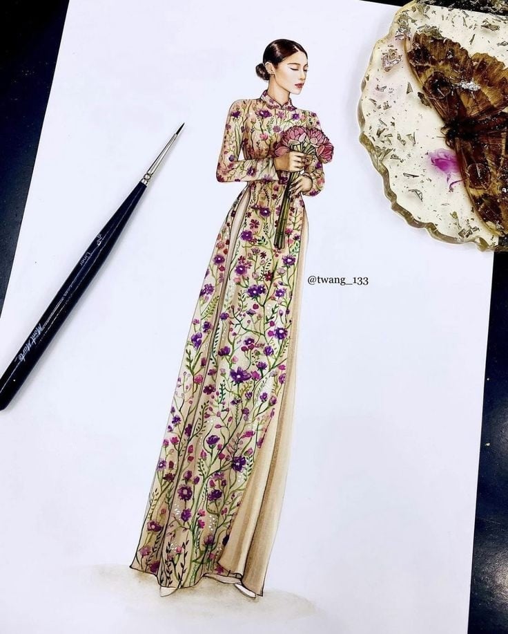 vẽ áo dài đơn giản mà đẹp