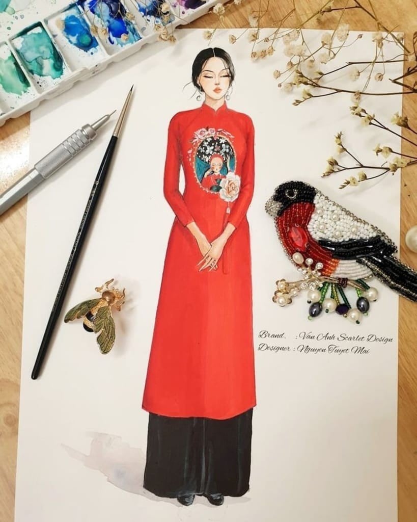 vẽ áo dài đơn giản mà đẹp