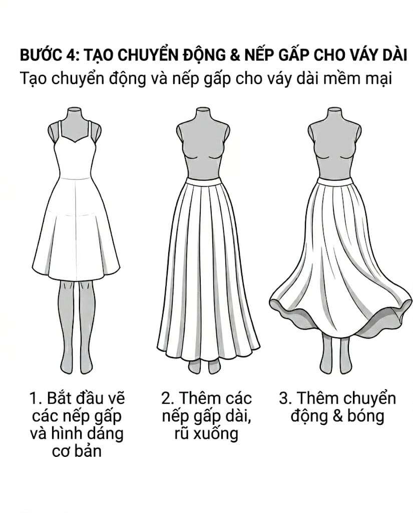 Hướng dẫn cách vẽ váy anime nữ cực đơn giản chỉ sau 10 phút