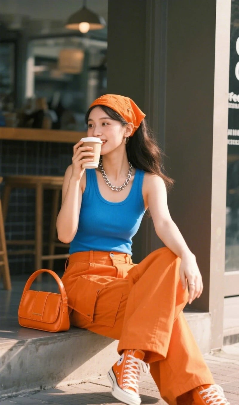 màu cam kết hợp với màu gì
