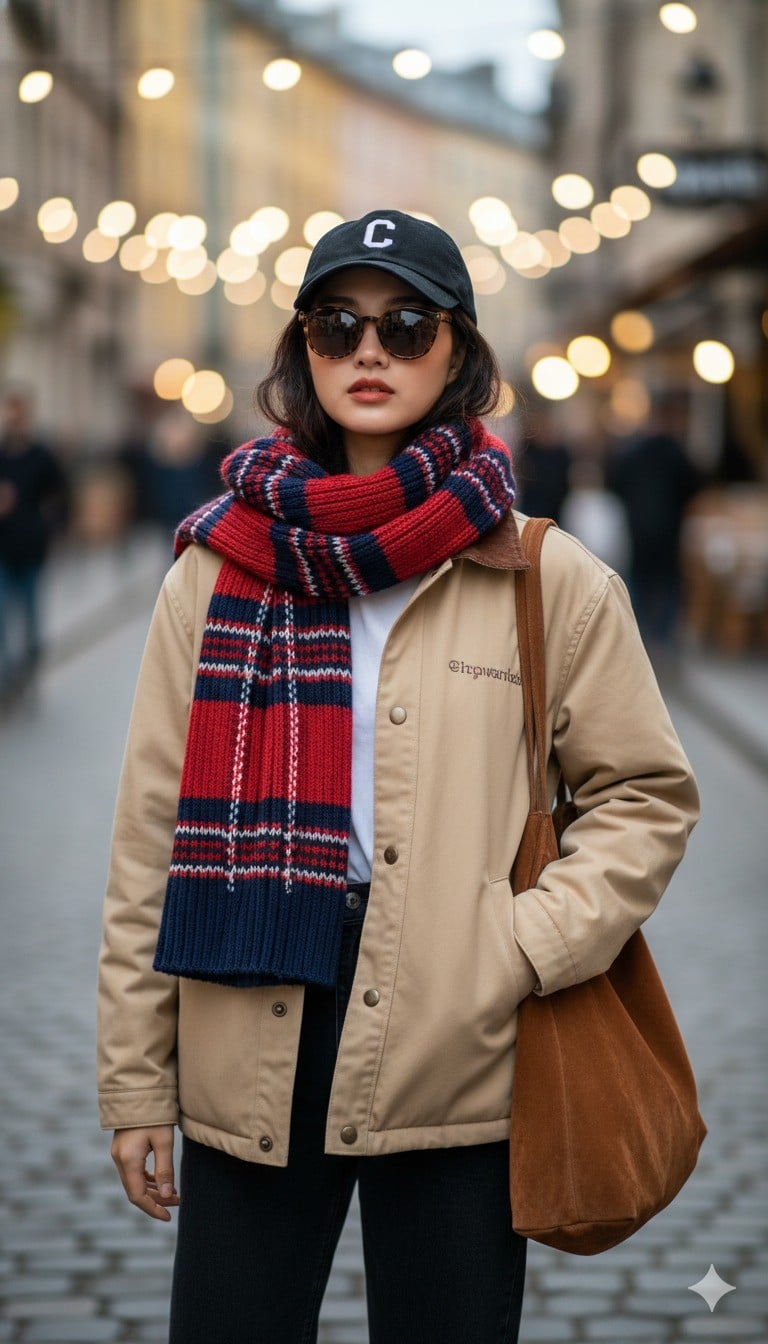 Khăn choàng to bản và Mũ lưỡi trai