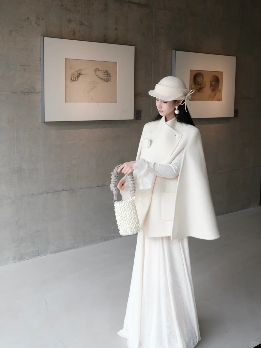 Set 8: Áo len tăm cổ lọ và chân váy dạ Tweed mùa đông