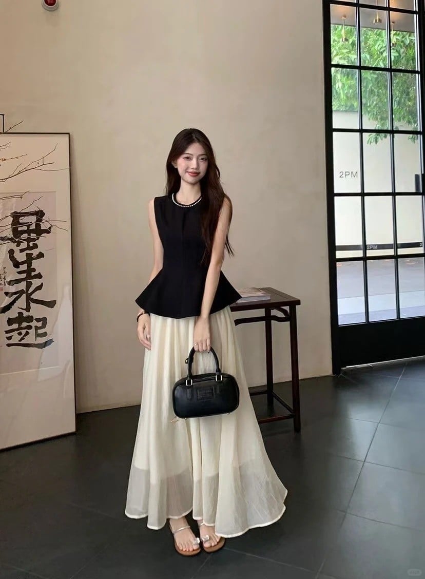 Set 7: Áo Corset định hình và chân váy Voan nhiều lớp