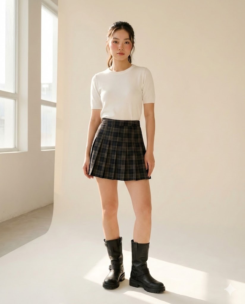 Chân váy ngắn xếp ly