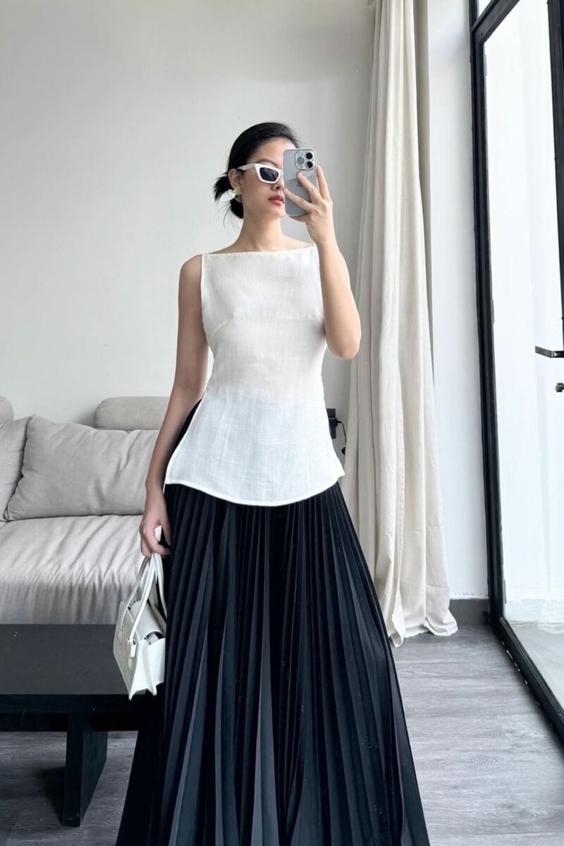 chân váy xếp ly