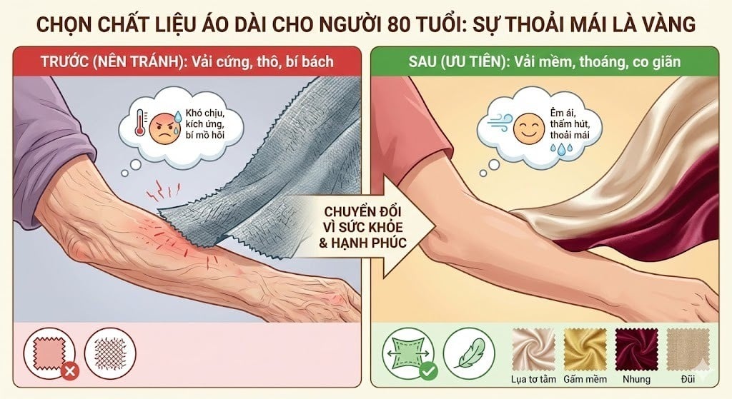 Ưu tiên chất liệu mềm mại, thoáng mát và co giãn tốt