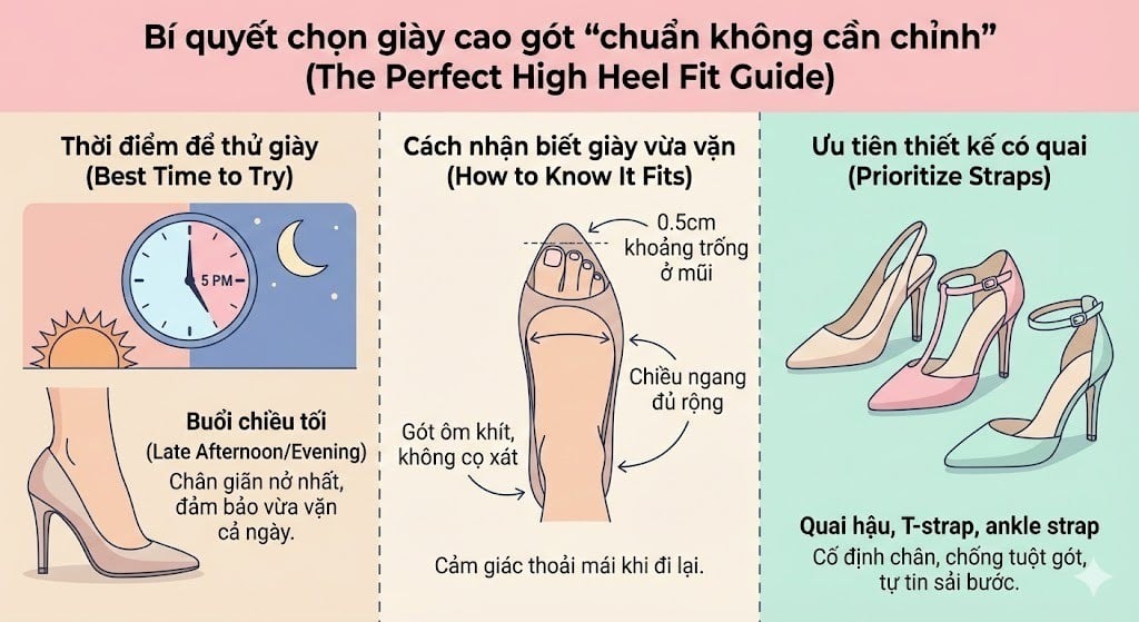 Bí quyết chọn giày cao gót “chuẩn không cần chỉnh” ngay từ đầu