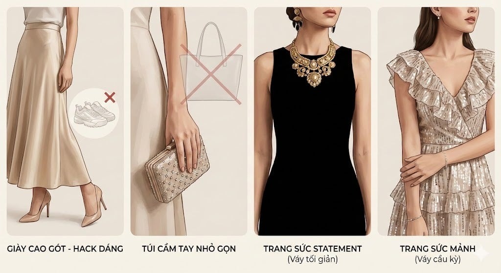 Bí quyết chọn phụ kiện để nâng tầm set đồ đi tiệc