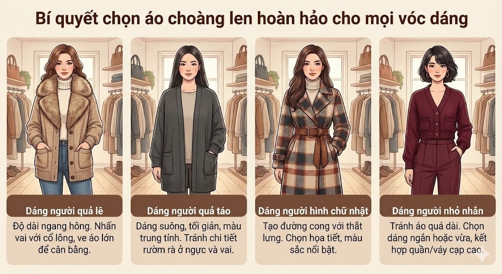 Bí quyết chọn áo choàng len hoàn hảo cho mọi vóc dáng