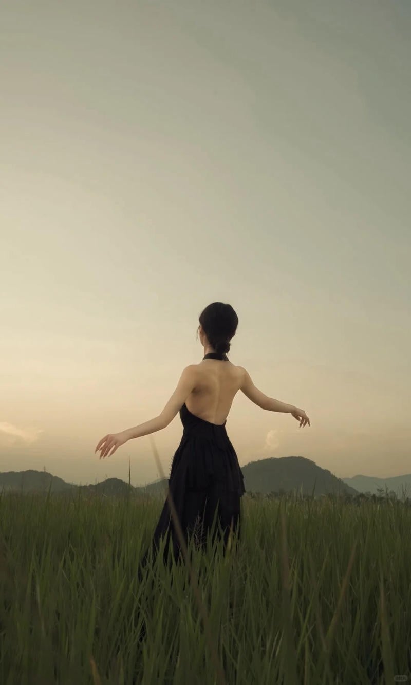 15. Dáng bóng lưng bí ẩn giữa đồng cỏ