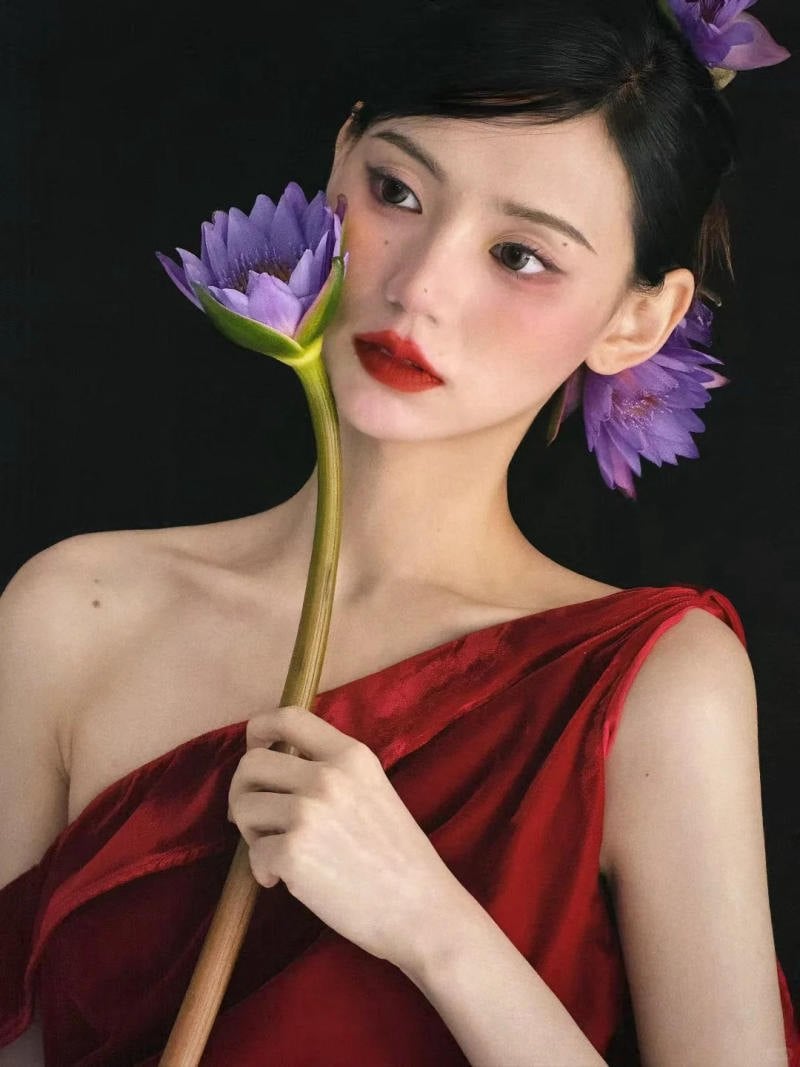 chụp ảnh với hoa súng