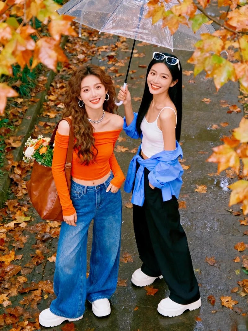 15. Tư thế chụp đôi bạn thân dưới ô