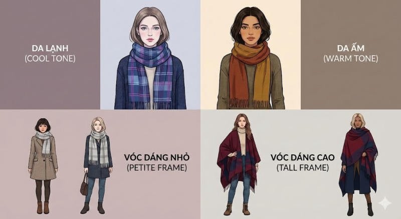 Nghệ thuật chọn Clang Scarf phù hợp với từng tông da và vóc dáng