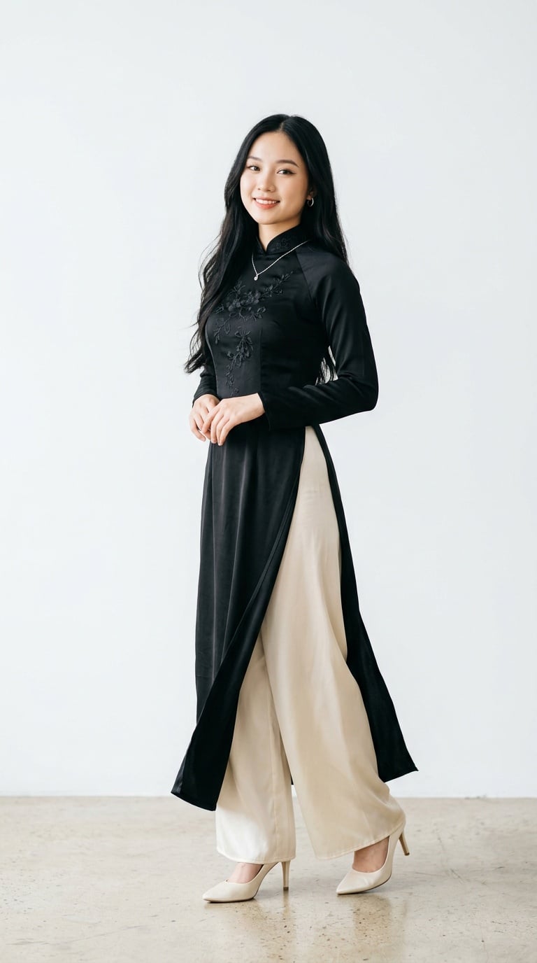 Quần lụa trắng hoặc kem