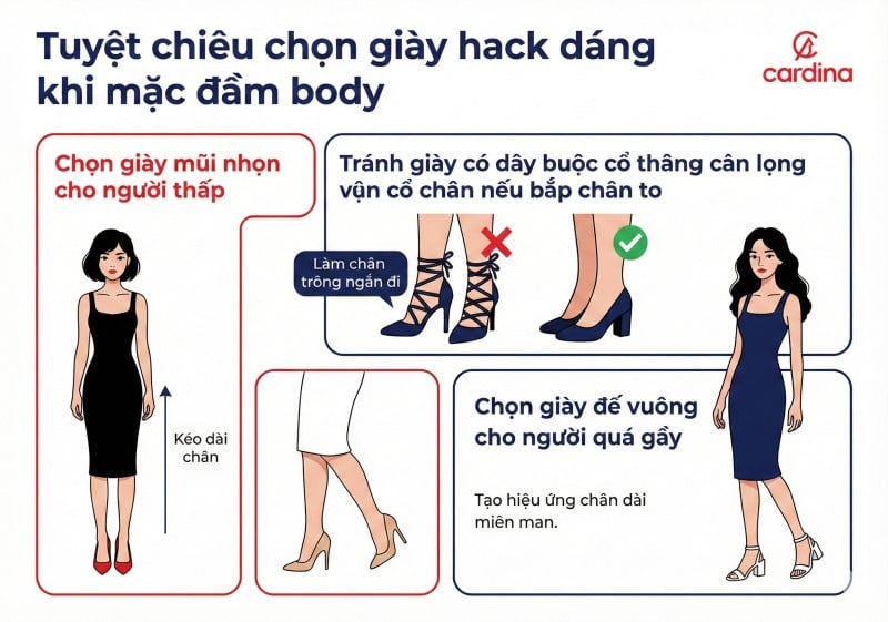 đầm body mang giày gì