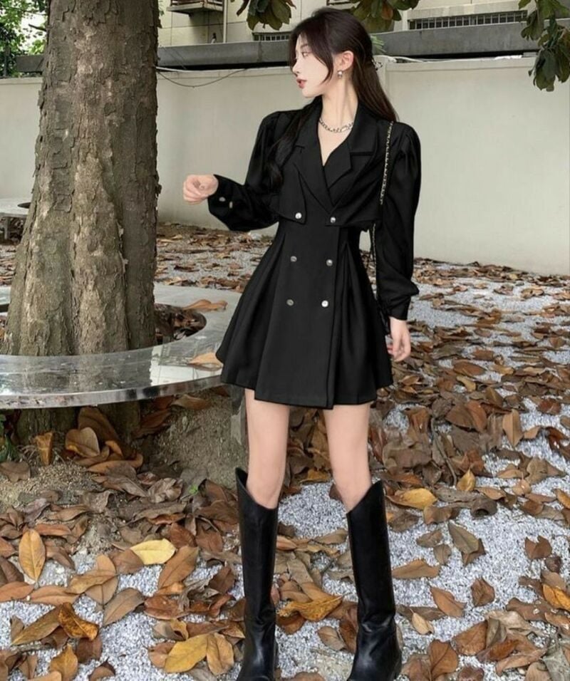 đầm cổ vest