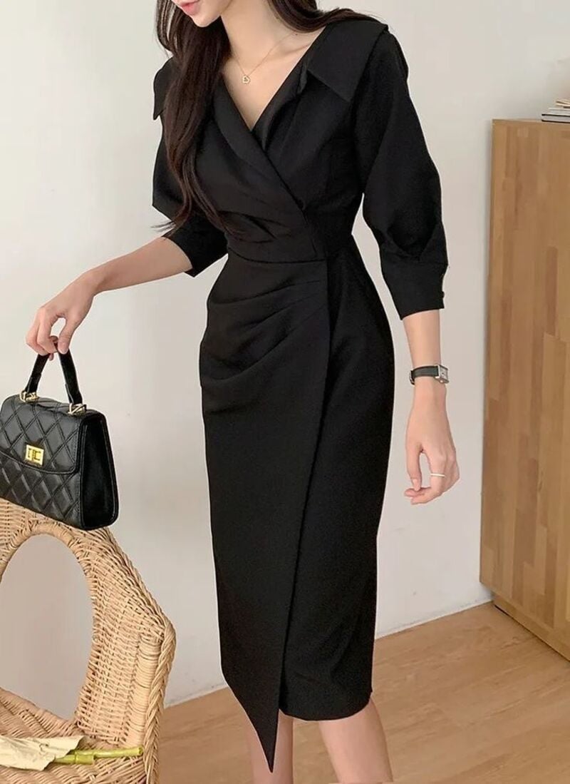 đầm cổ vest