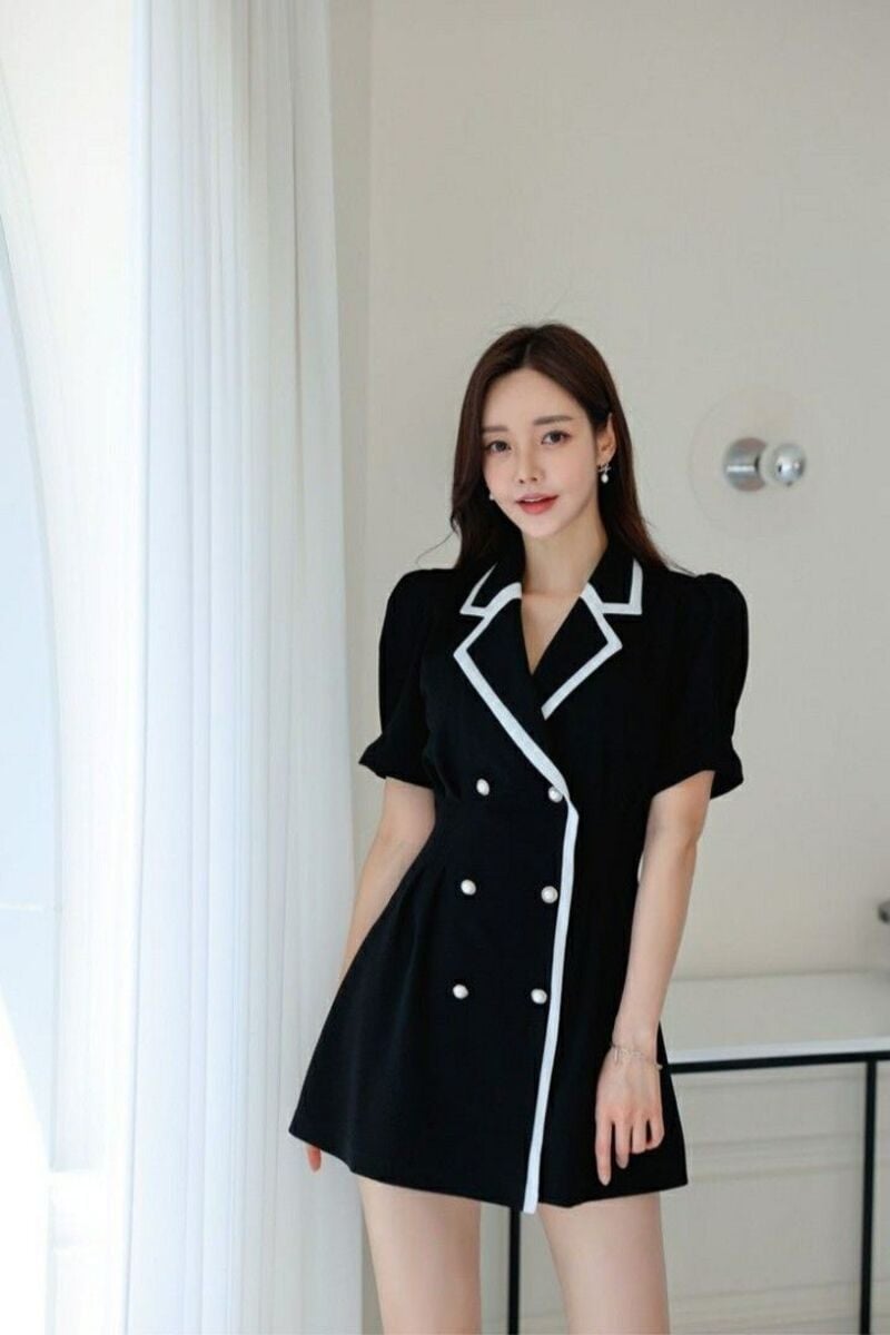 đầm cổ vest