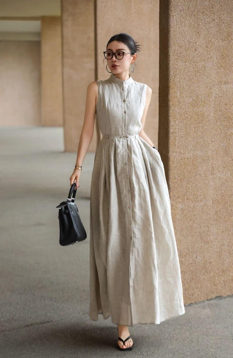 Đầm linen suông