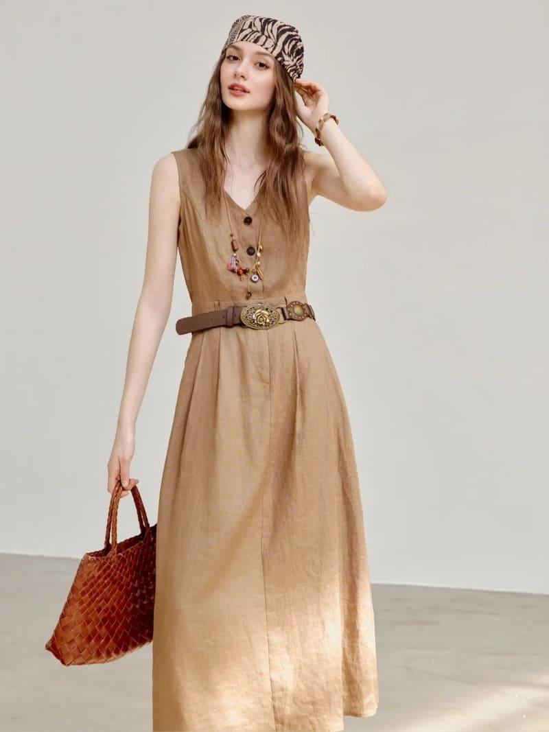Đầm linen suông