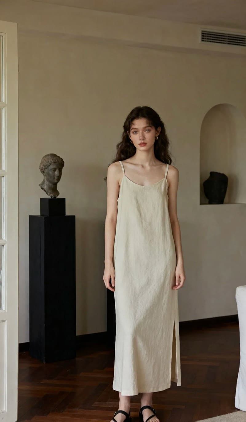 Đầm linen suông