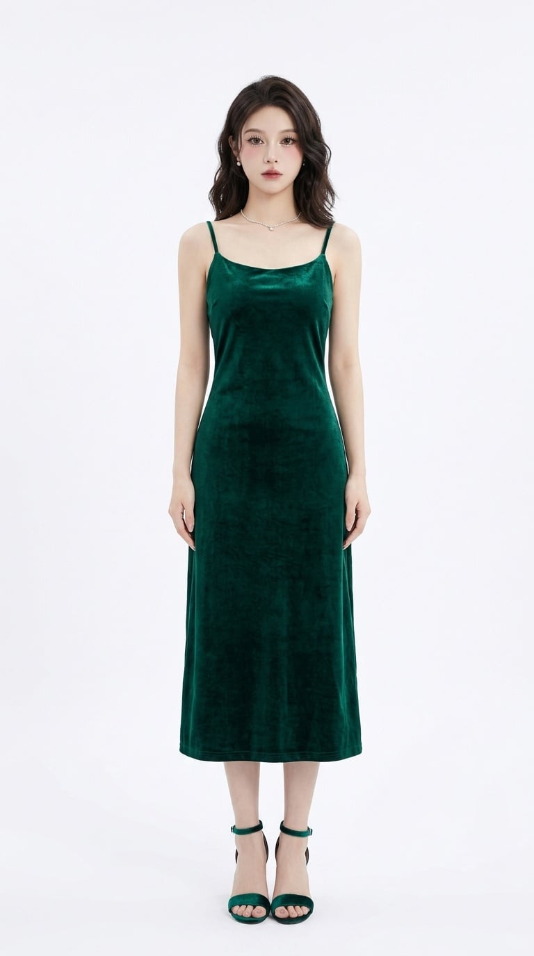 Đầm nhung hai dây