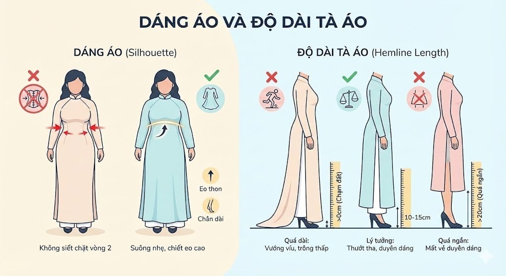 Dáng áo và độ dài tà áo