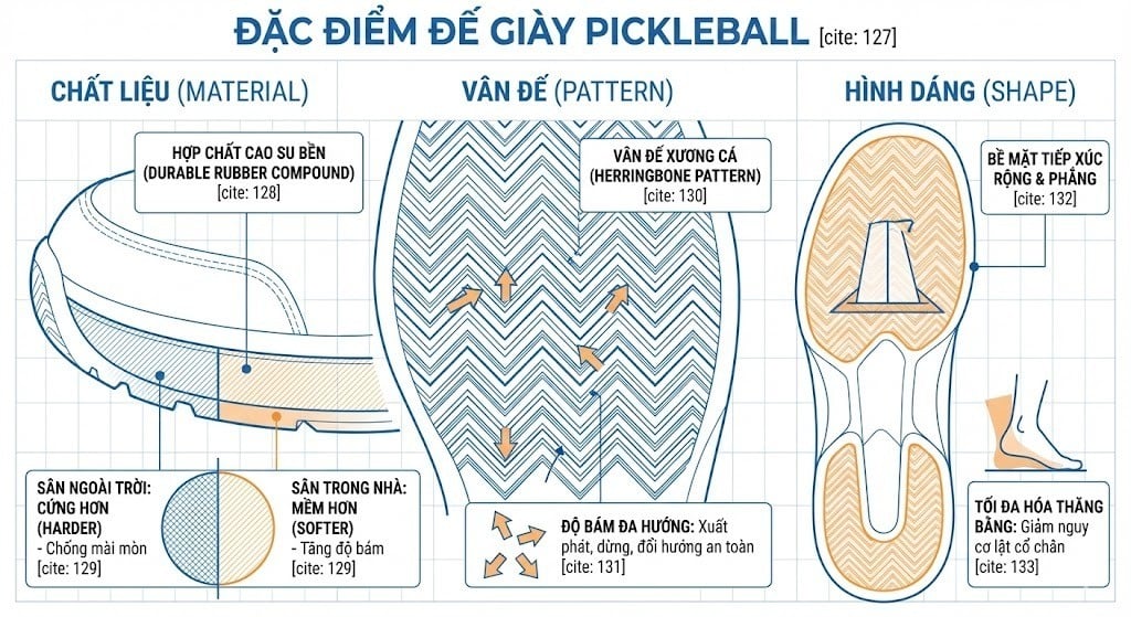 Đế giày pickleball như thế nào?