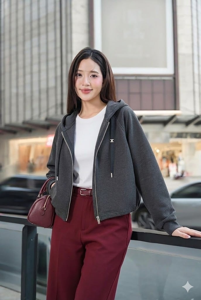 Đỏ burgundy và màu xám ghi