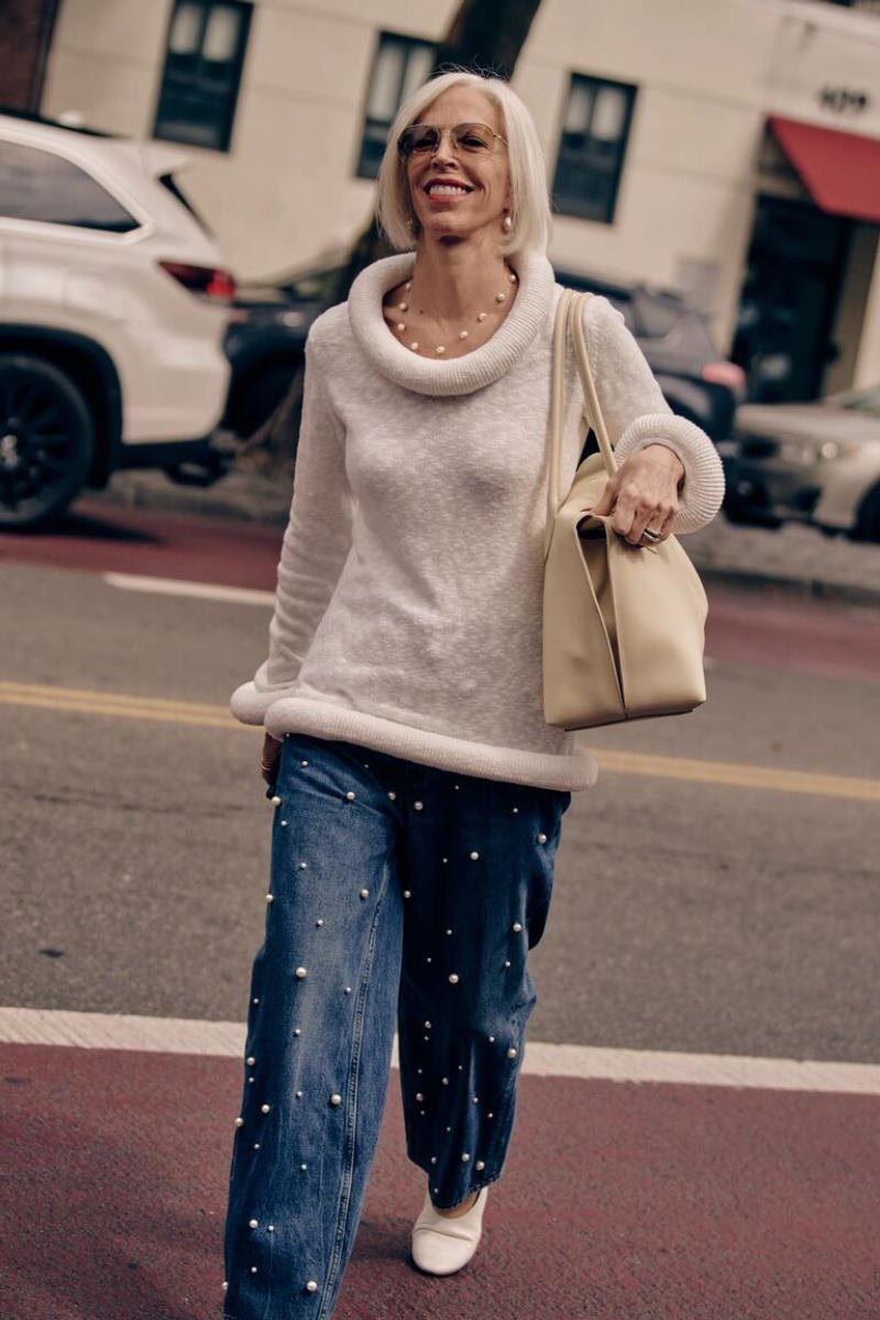 Quần Jeans Đính Ngọc Trai