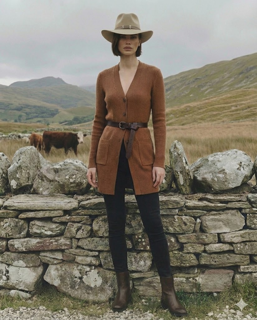 Áo khoác len dáng dài thắt eo