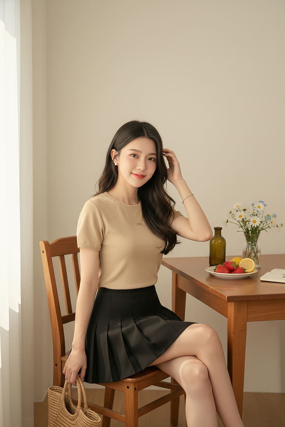 phối đồ với áo tay phồng