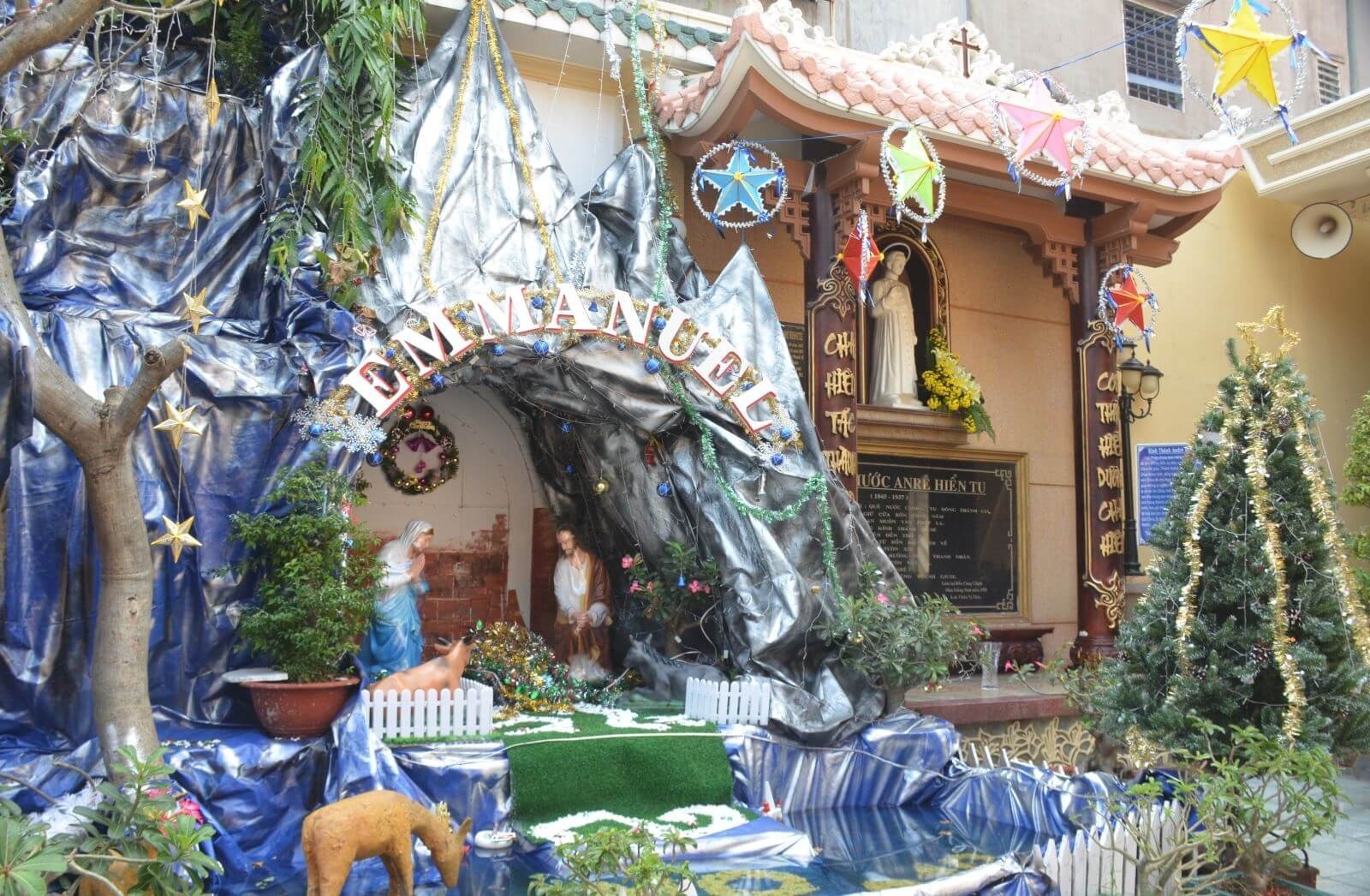 cách làm hang đá giáng sinh bằng giấy bạc