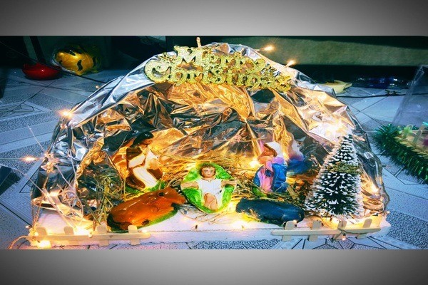 cách làm hang đá giáng sinh bằng giấy bạc