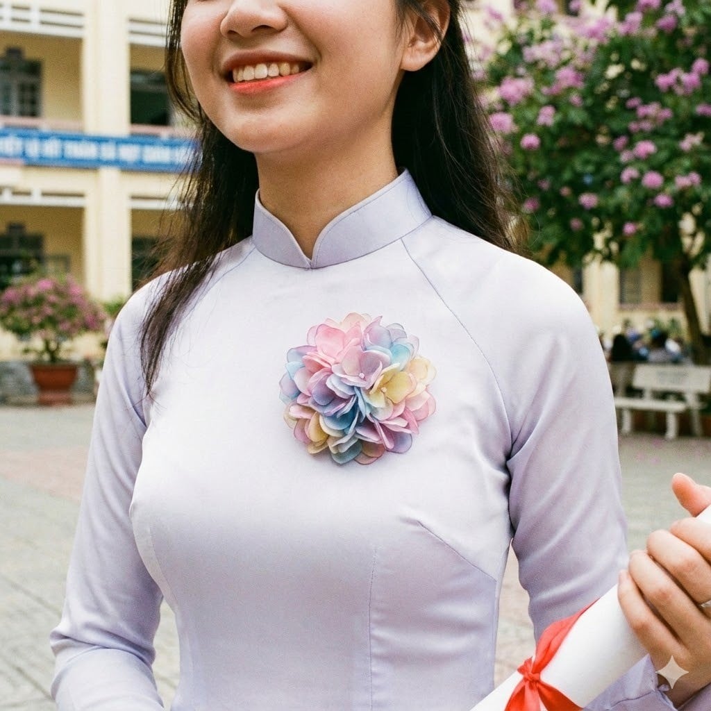 Cành hoa mai, hoa đào kết cườm tinh xảo