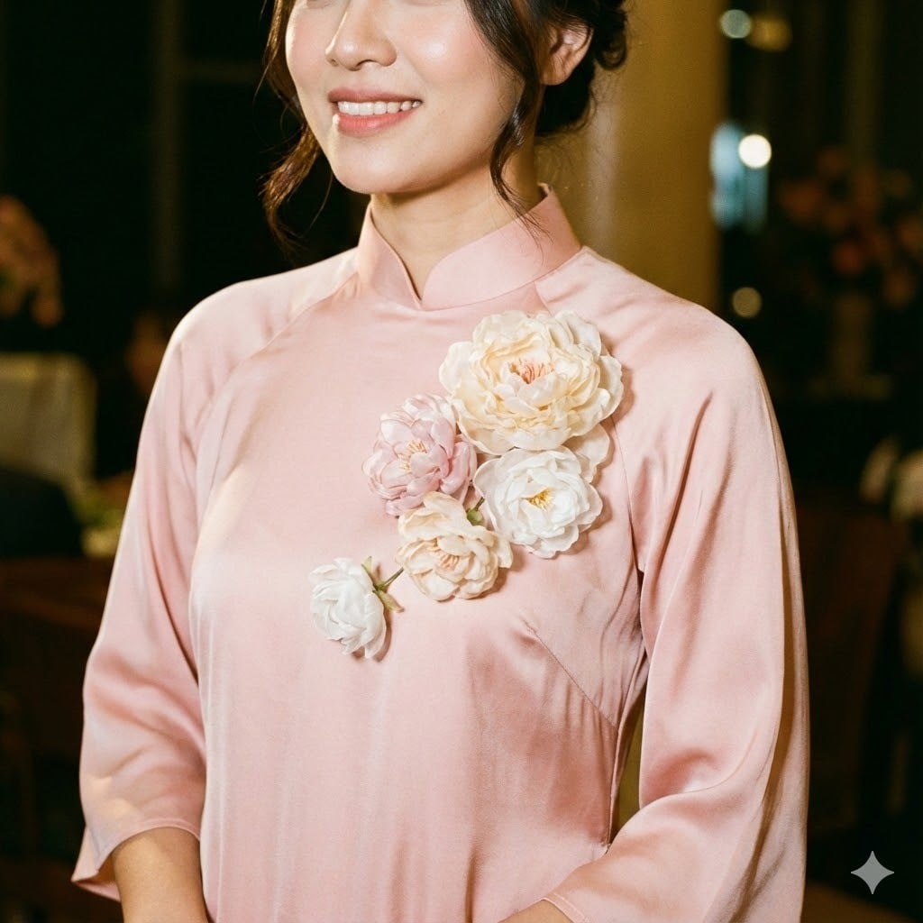 Cành hoa mai, hoa đào kết cườm tinh xảo