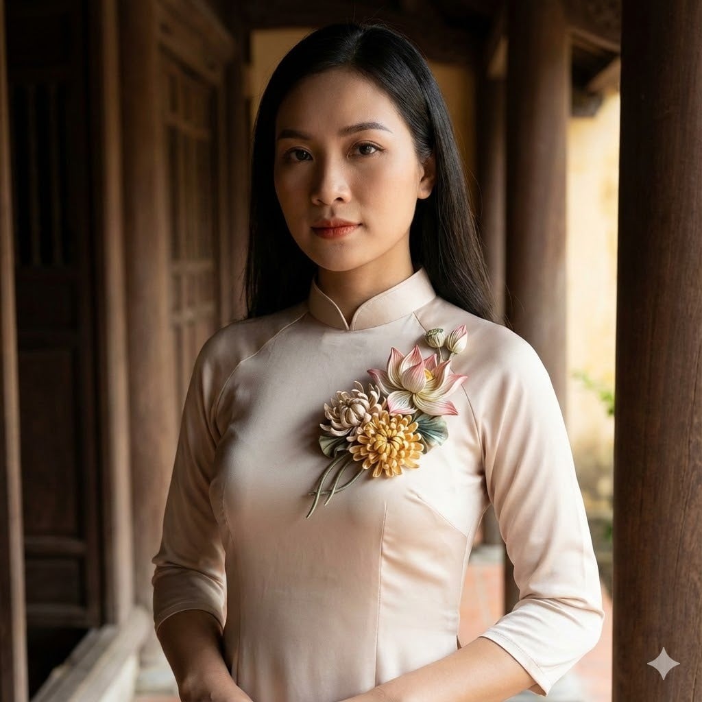 Hoa sen, hoa cúc cách điệu từ lụa