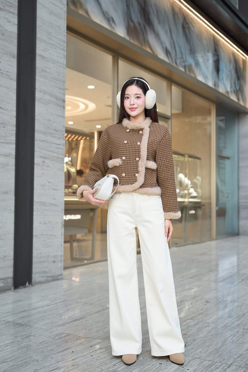 cách phối đồ với áo dạ tweed