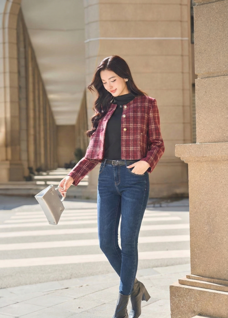 cách phối đồ với áo dạ tweed