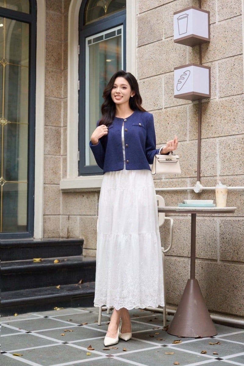 cách phối đồ với áo dạ tweed