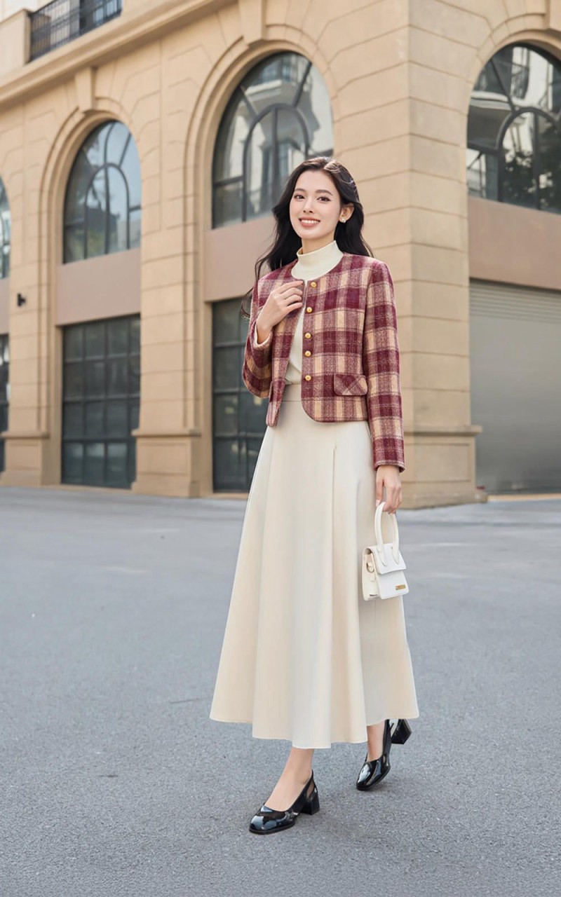 cách phối đồ với áo dạ tweed