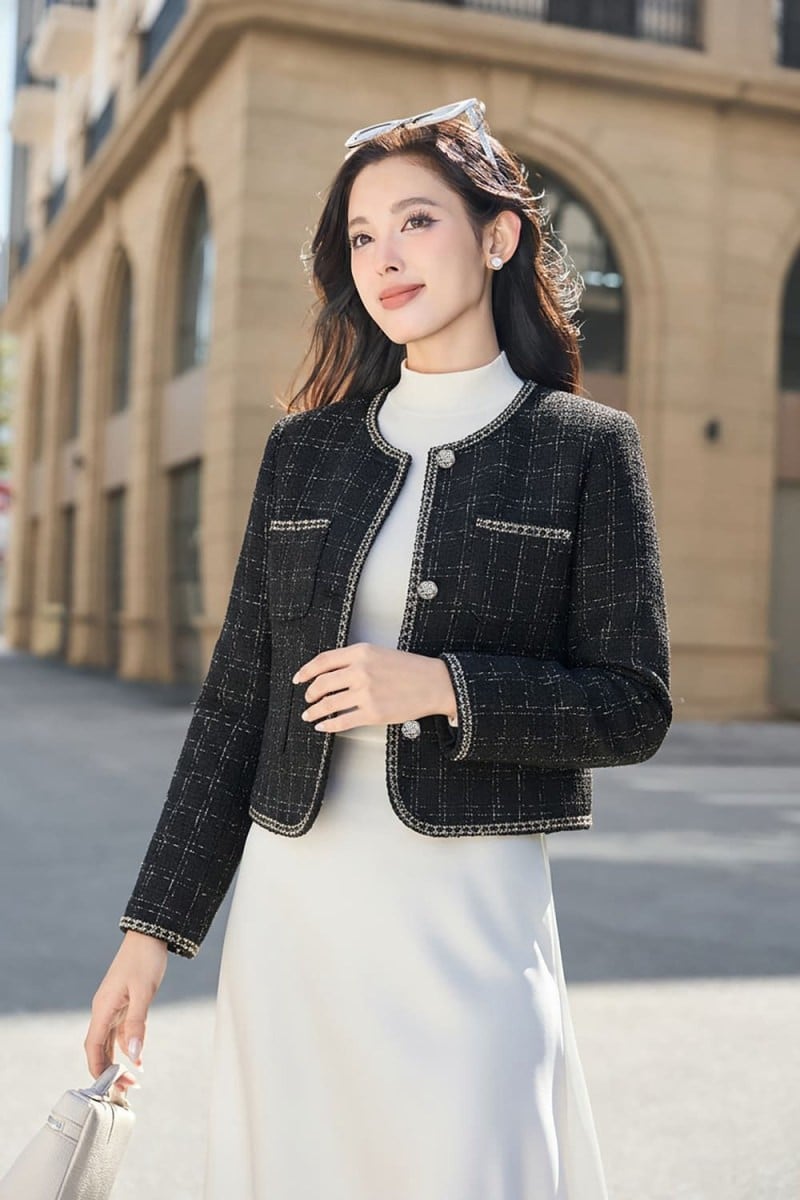 cách phối đồ với áo dạ tweed