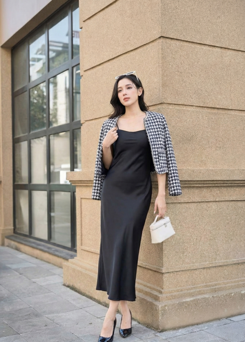 cách phối đồ với áo dạ tweed