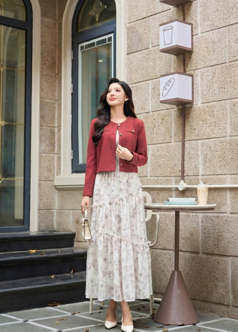 cách phối đồ với áo dạ tweed