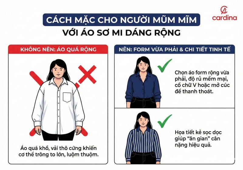 phối áo sơ mi form rộng