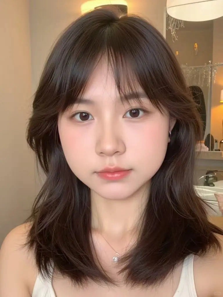 tóc mái cho mặt tròn trán cao