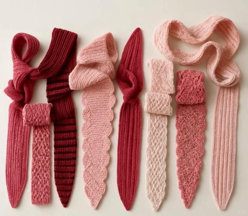 Khăn len màu hồng phấn