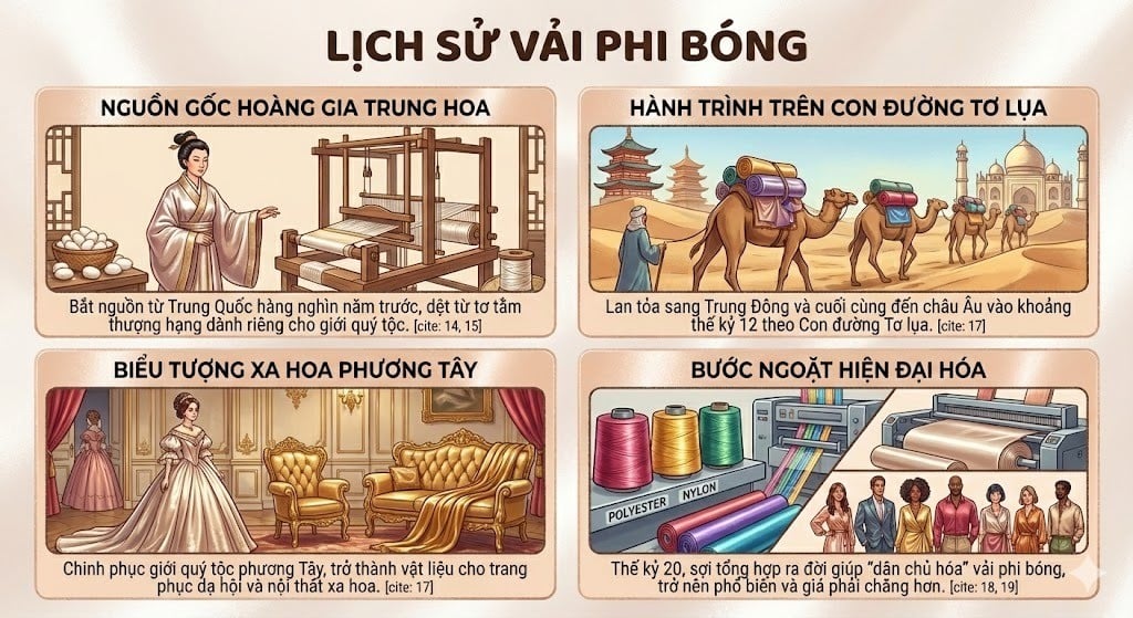 Nguồn gốc và lịch sử phát triển của vải phi bóng