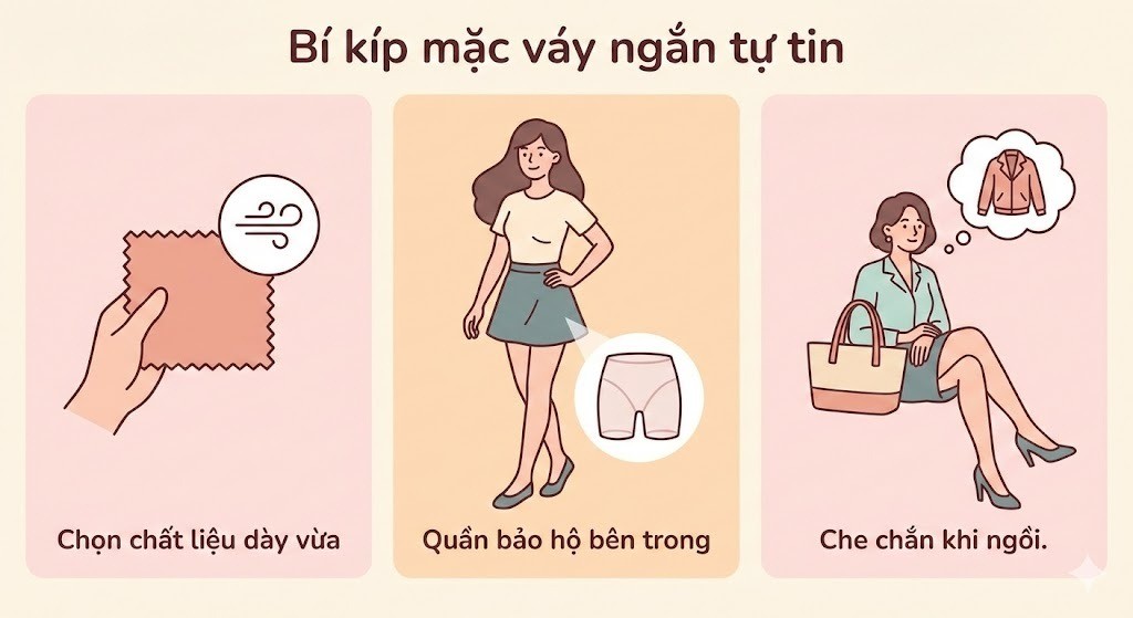 Làm sao để mặc váy ngắn mà không lo 