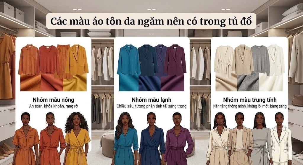 Các màu áo tôn da ngăm nên có trong tủ đồ